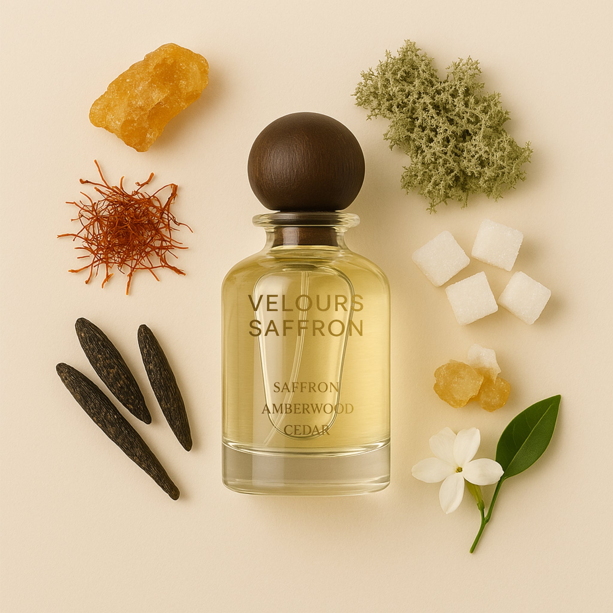 Velours Saffron 100ml signature perfume – full-size luxury bottle infused with Baccarat Rouge inspiration