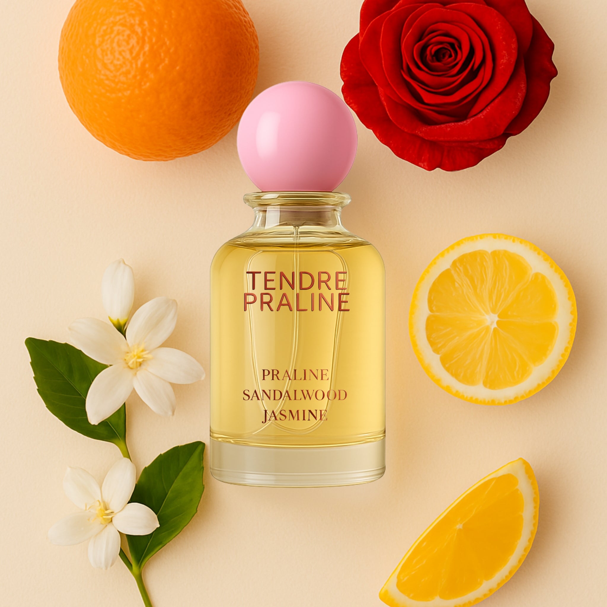 Tendre Praline 100ml Eau de Parfum – full-size feminine fragrance with sweet praline and floral notes, inspired by Carolina Herrera CH