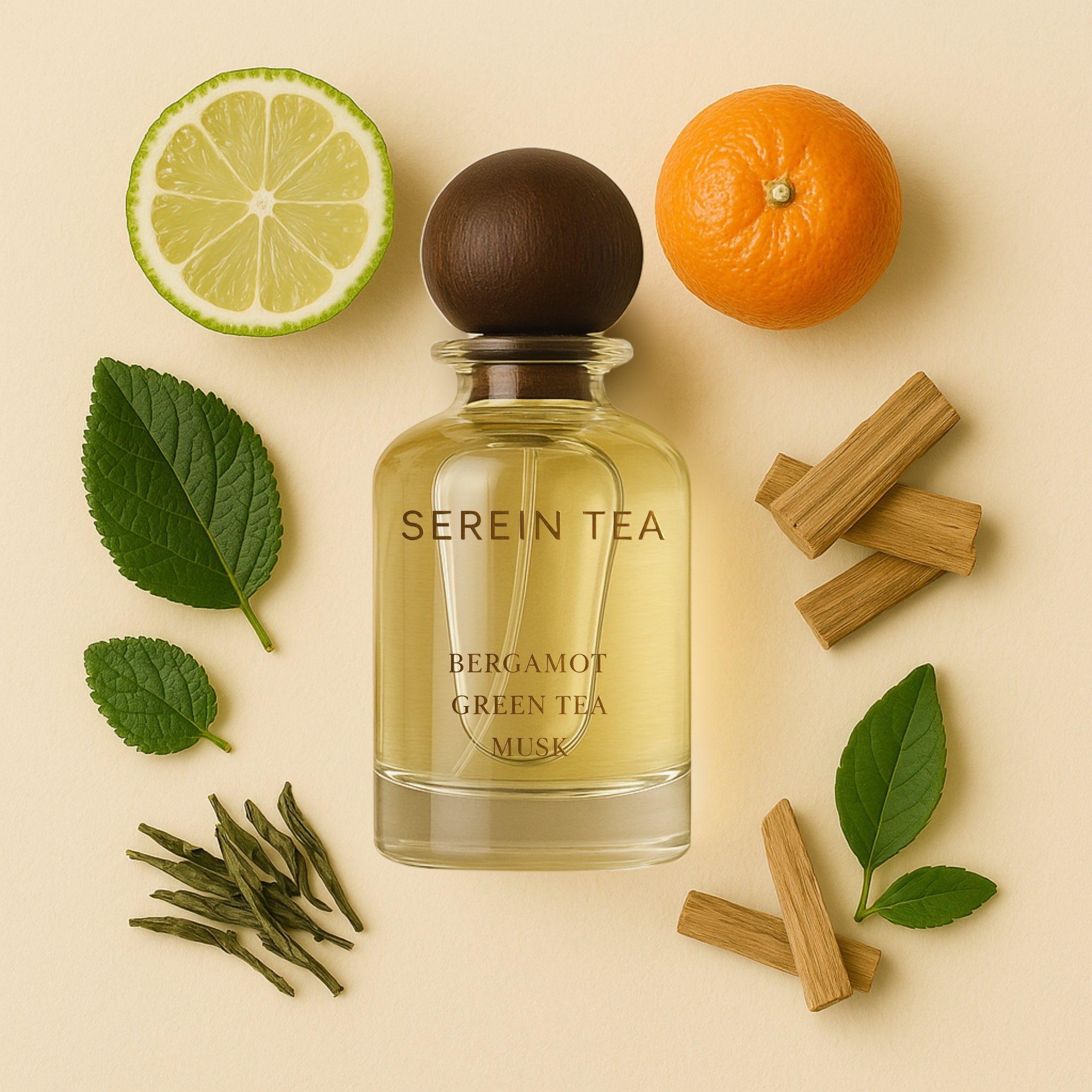 Serein Tea 100ml Eau de Parfum – full-size bottle delivering a crisp green tea and citrus scent inspired by Creed Silver Mountain Water